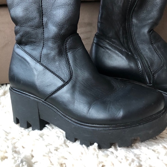 Black leather winter boots - Picture 5 of 6